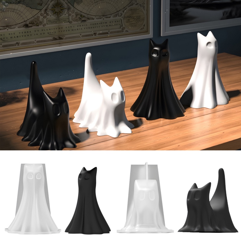Candle Making Items - Ghost Cat Halloween Desktop Ornament Gips