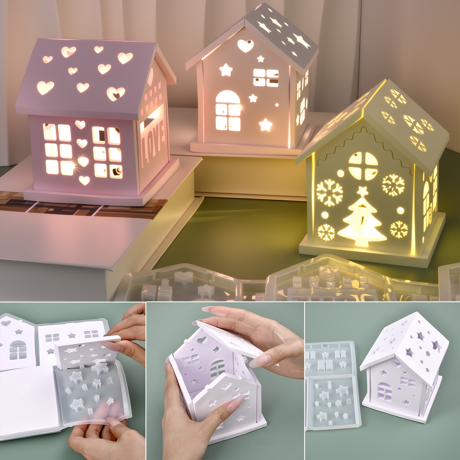 Candle Making Items - 3D Huis Siliconen Mal DIY Kerstboom