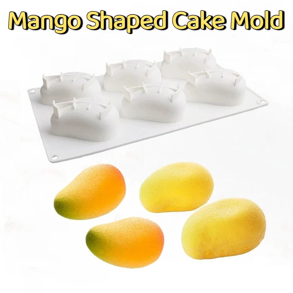 Candle Making Items - 6-delige mango-vormige cakevorm, niet-toxisch, antiaanbak siliconen